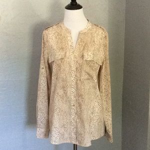 Calvin Klein snakeskin print button down blouse
